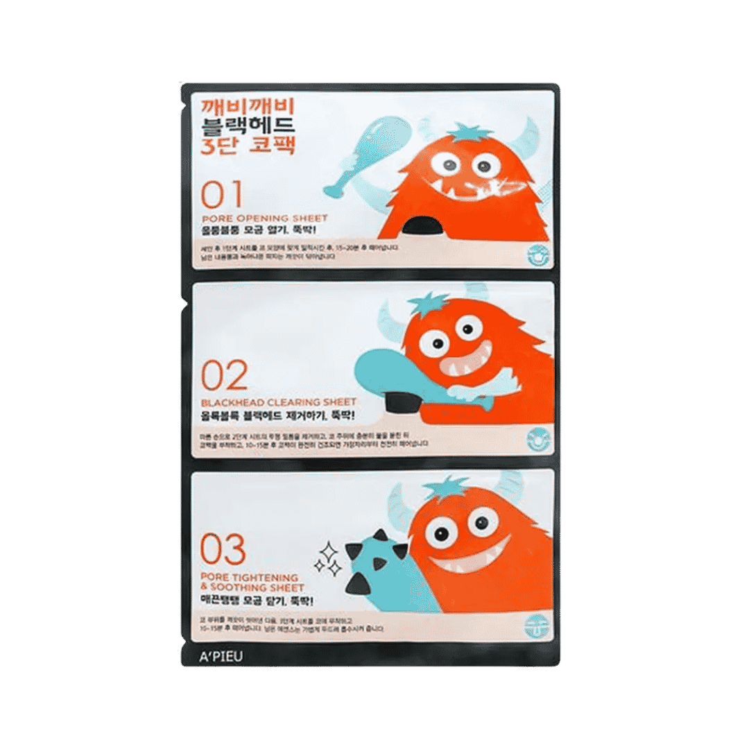 A`pieu A`pieu Goblin Blackhead 3-Step Nose Pack 3-step cleansing and smoothing patches for the nose