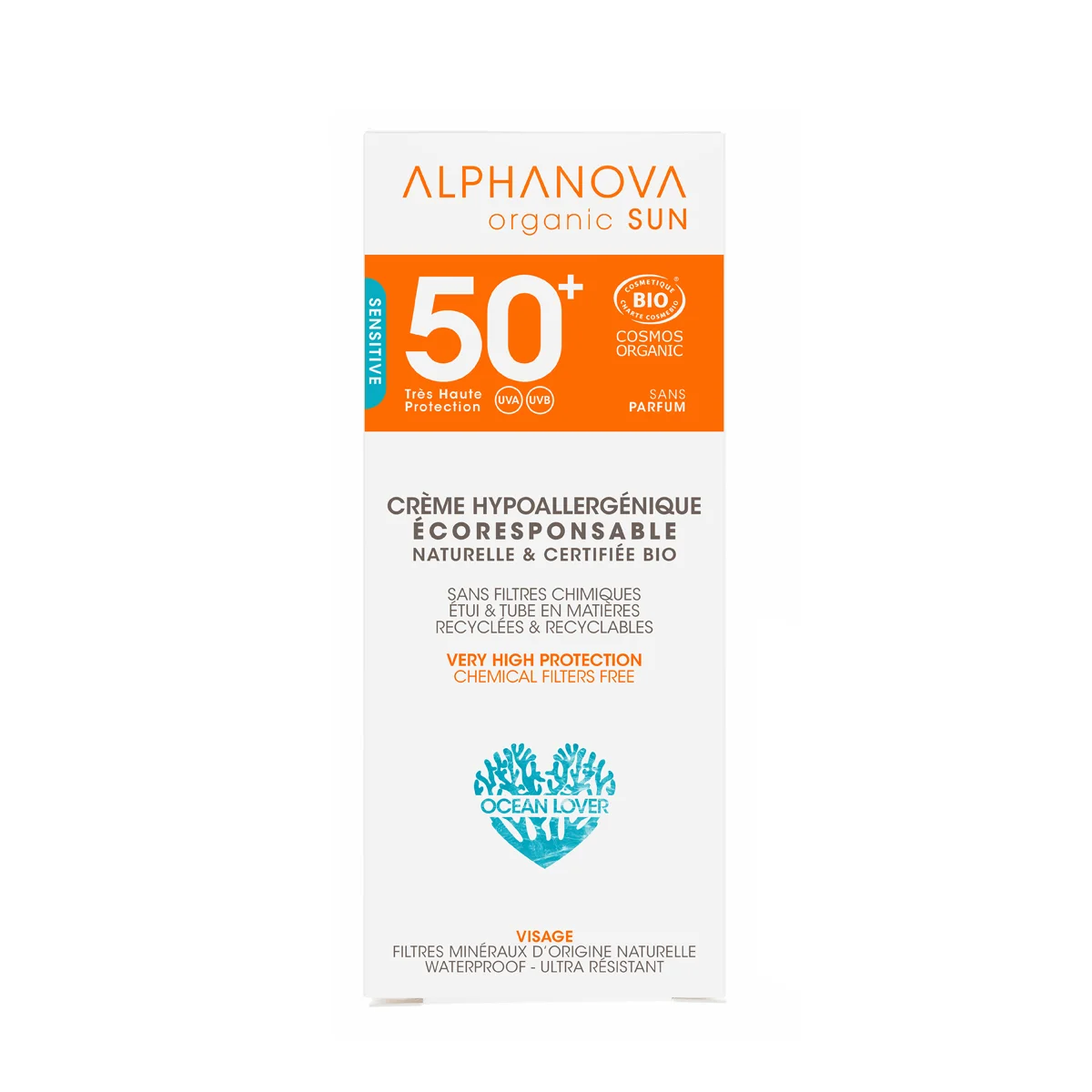 ALPHANOVA ALPHANOVA ORGANIC SUN HYPOALLERGENIC SUN CREAM FOR FACE SPF 50+