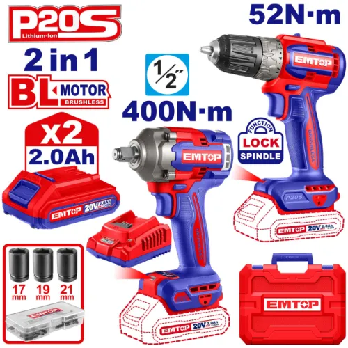 emtop Emtop ECKL20271 5000 g 20 V blue battery: 2ah | power: 20v | weight: 5000g